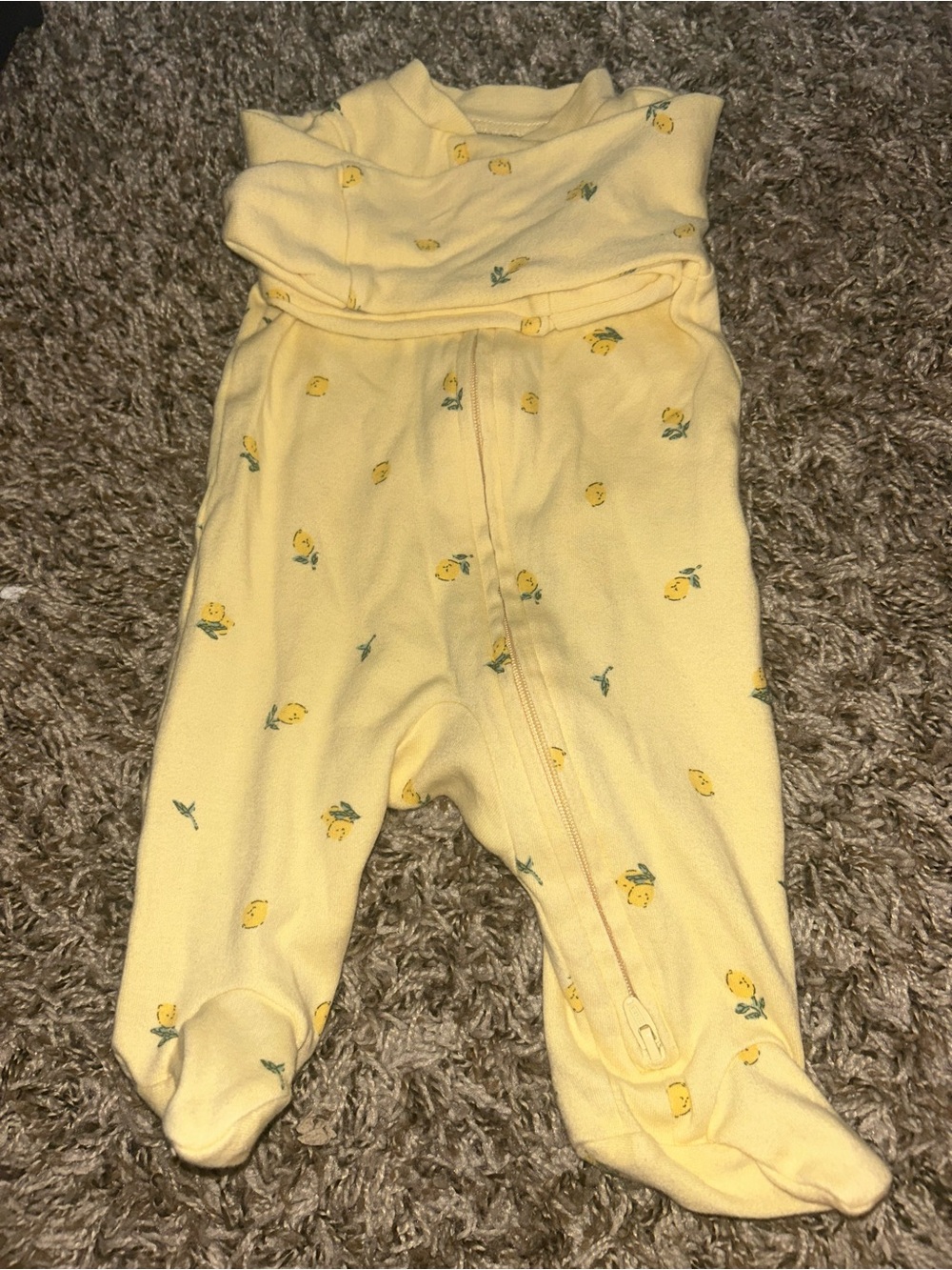 Carter's Yellow Lemon-Print Footed One-Piece